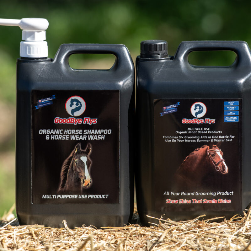 GoodBye Flys 5 litre Multi Purpose Spray and 1 Litre Organic Horse Shampoo and Horse Wear Wash